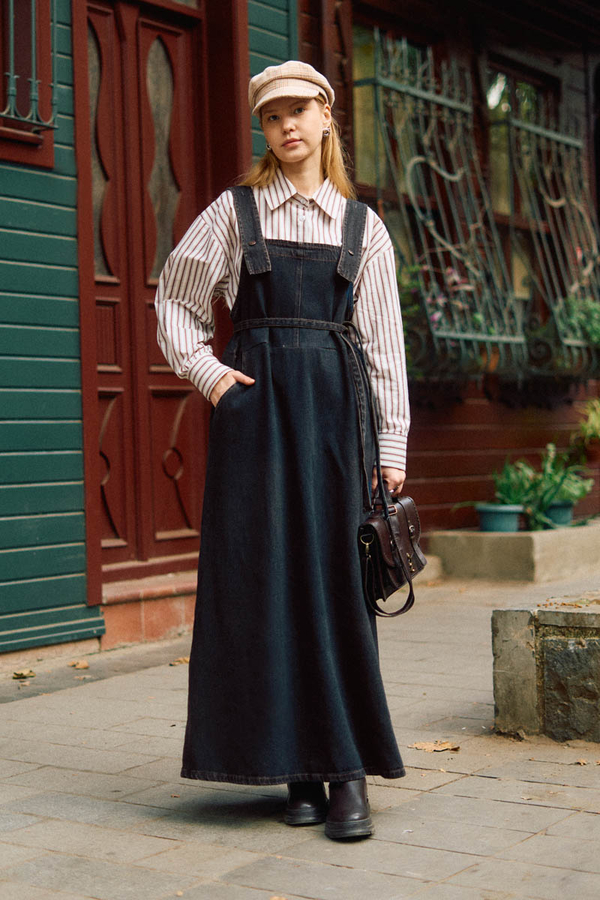 Biye Kuşaklı Denim Jile Koyu Mavi - 7