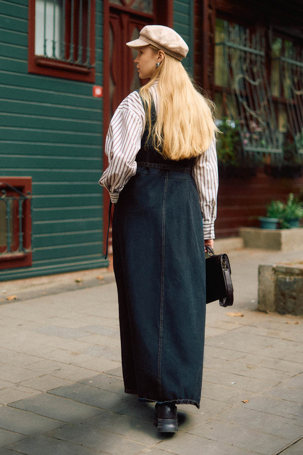 Biye Kuşaklı Denim Jile Koyu Mavi - 11