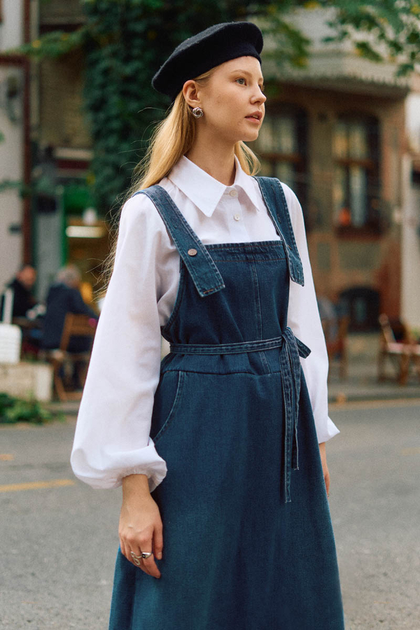 Biye Kuşaklı Denim Jile Mavi - 11