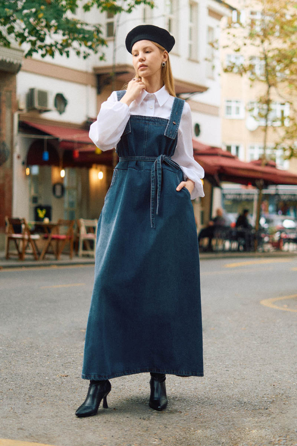Biye Kuşaklı Denim Jile Mavi - 2