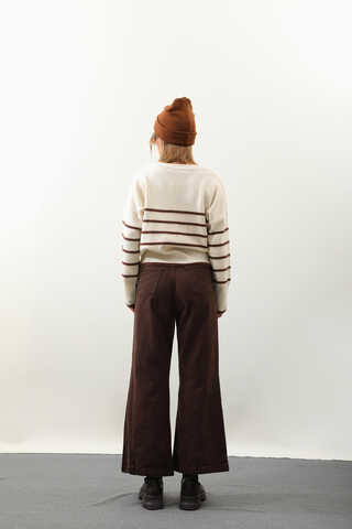 Biyeli Kısa Kazak Krem - 8