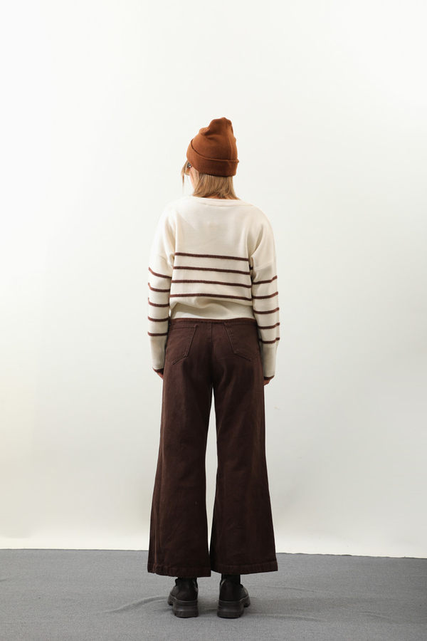 Biyeli Kısa Kazak Krem - 8