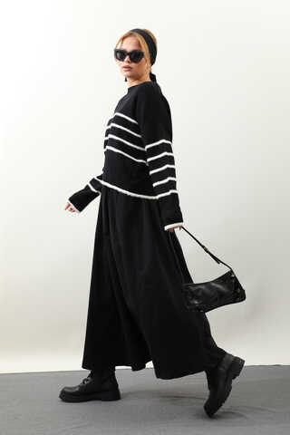 Biyeli Kısa Kazak Siyah - 1