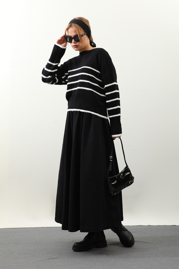 Biyeli Kısa Kazak Siyah - 10