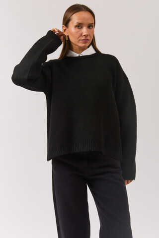 Biyeli Oversize Kazak Siyah - 9