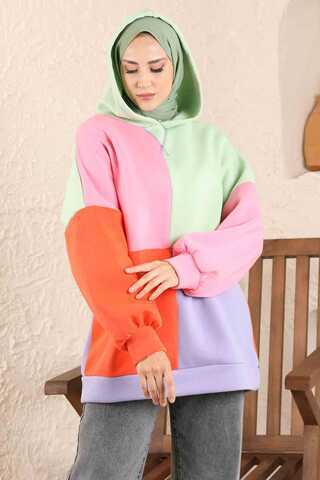 Bloklu Renkli Sweat Mint - 6