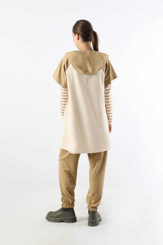 Body Kol Kapüşonlu Spor Takım Camel - 6