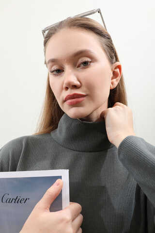 Boğazlı Fitilli Triko Elbise Antrasit - 17