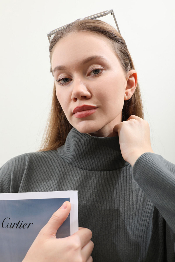 Boğazlı Fitilli Triko Elbise Antrasit - 17