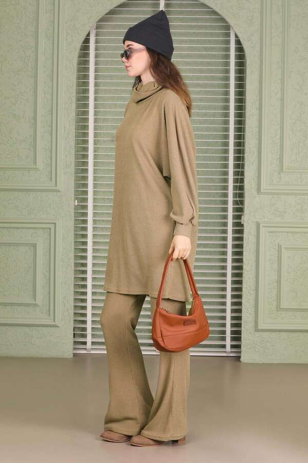 Throated Knitwear Spanish Suit Beige - 2
