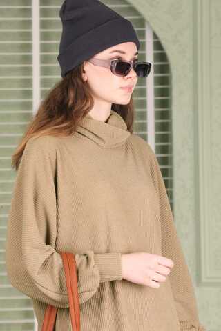 Throated Knitwear Spanish Suit Beige - 3