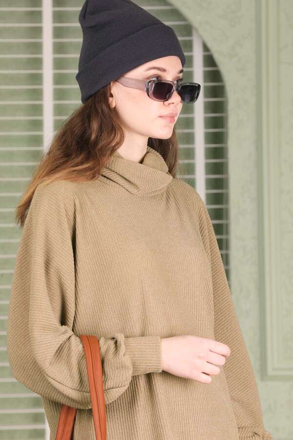 Throated Knitwear Spanish Suit Beige - 3