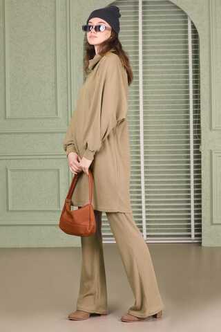 Throated Knitwear Spanish Suit Beige - 7