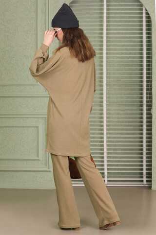 Throated Knitwear Spanish Suit Beige - 8