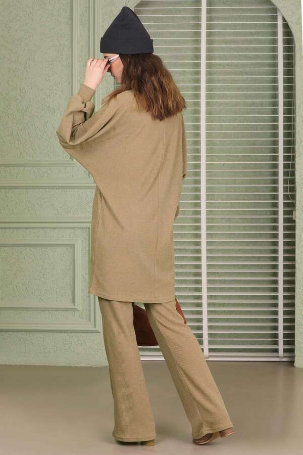 Throated Knitwear Spanish Suit Beige - 8