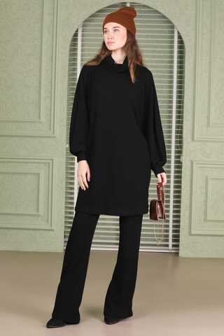 Throated Knitwear Spanish Suit Black - 3