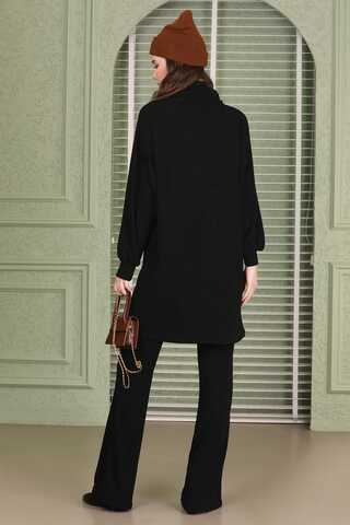 Throated Knitwear Spanish Suit Black - 5