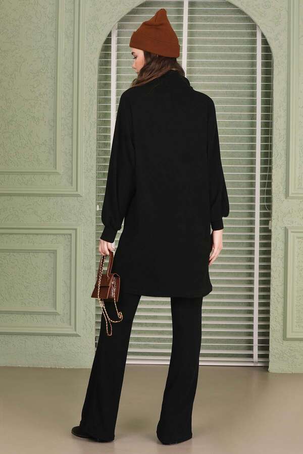 Throated Knitwear Spanish Suit Black - 5