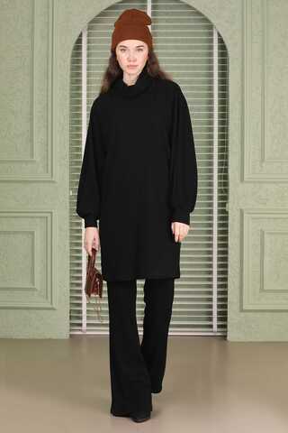 Throated Knitwear Spanish Suit Black - 1