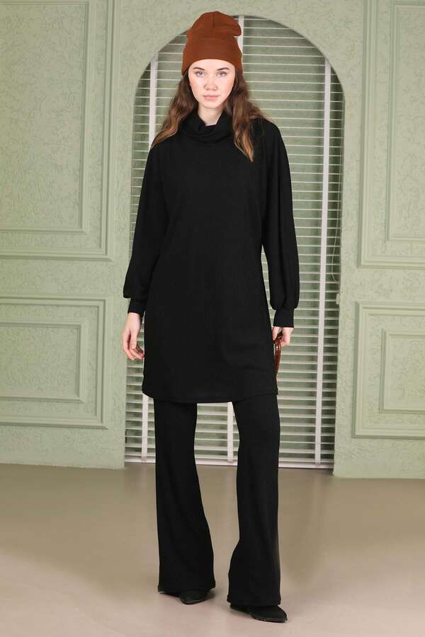 Throated Knitwear Spanish Suit Black - 4