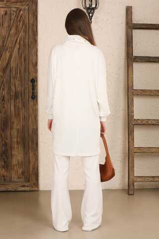 Throated Knitwear Spanish Suit Ecru - 5