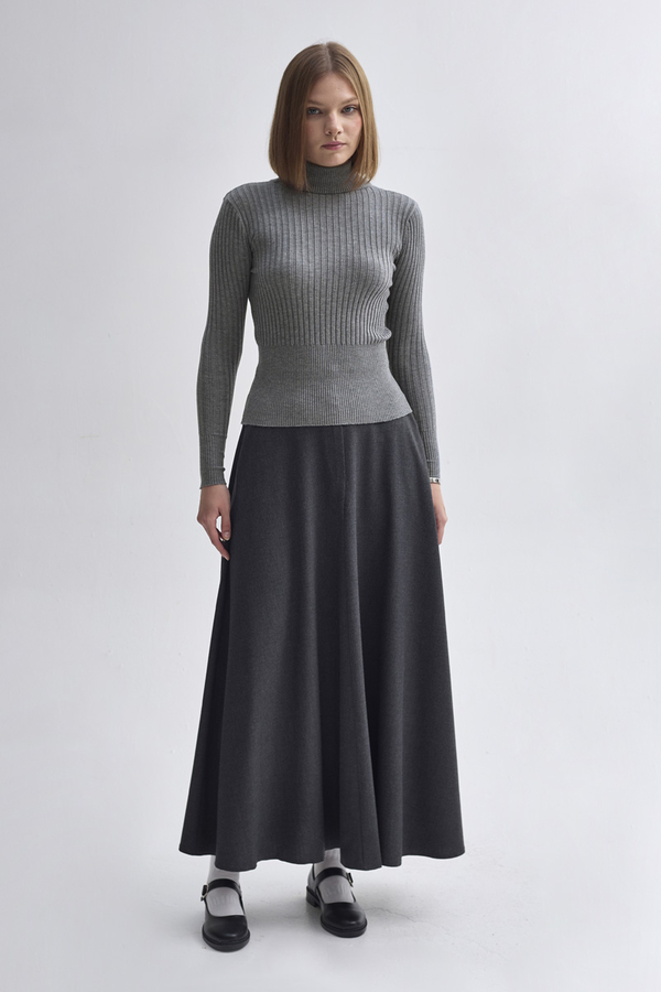 Boğazlı Premium Triko Body Gri - 3