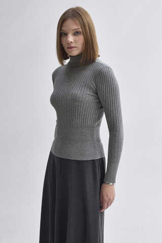 Boğazlı Premium Triko Body Gri - 9