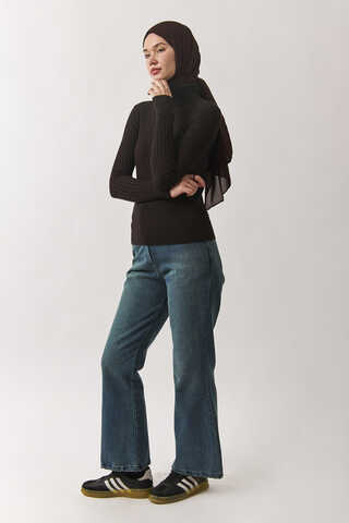 Boğazlı Premium Triko Body Kahverengi - 8