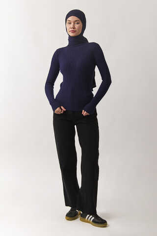 Boğazlı Premium Triko Body Lacivert - 9