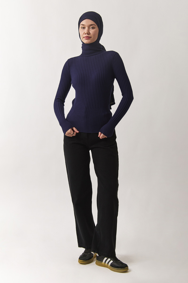 Boğazlı Premium Triko Body Lacivert - 9