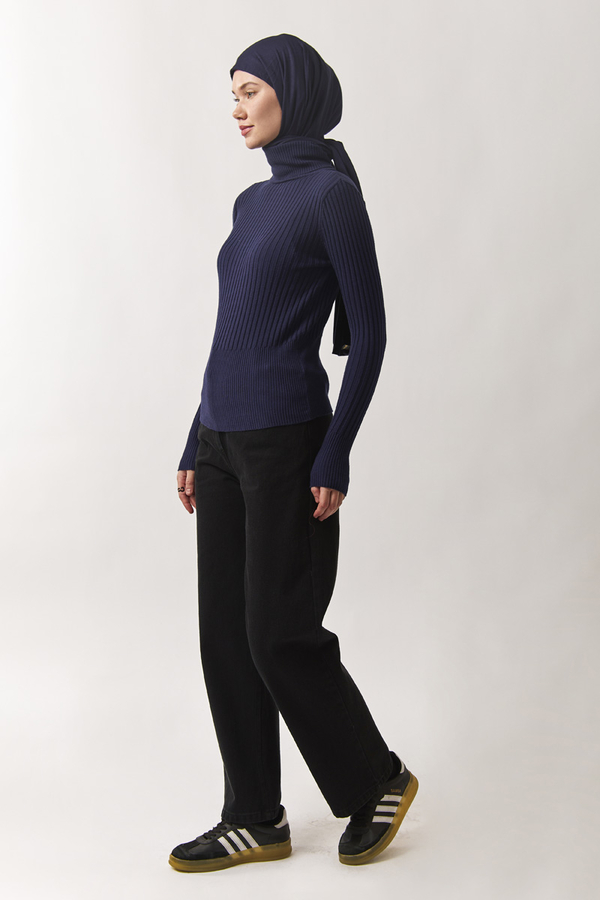 Boğazlı Premium Triko Body Lacivert - 10