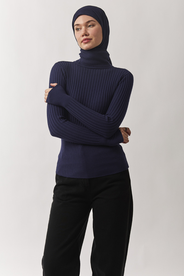 Boğazlı Premium Triko Body Lacivert - 11