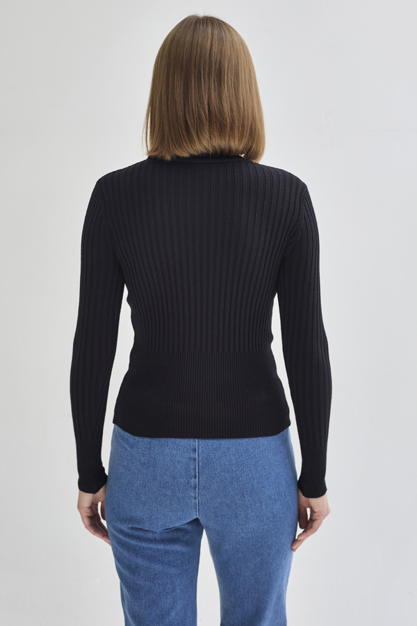 Boğazlı Premium Triko Body Siyah - 6