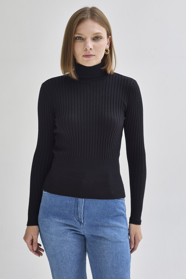 Boğazlı Premium Triko Body Siyah - 3