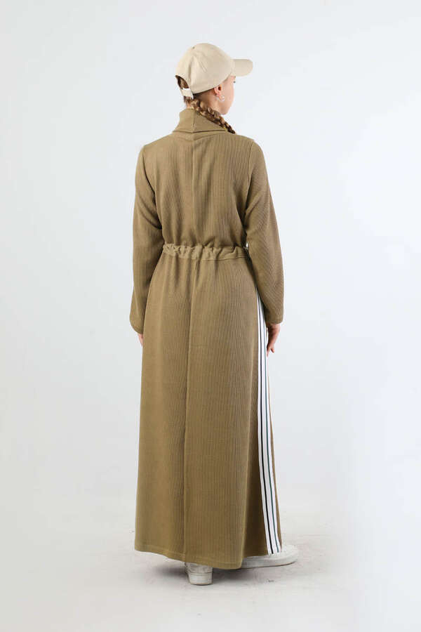 Boğazlı Triko Elbise Camel - 6