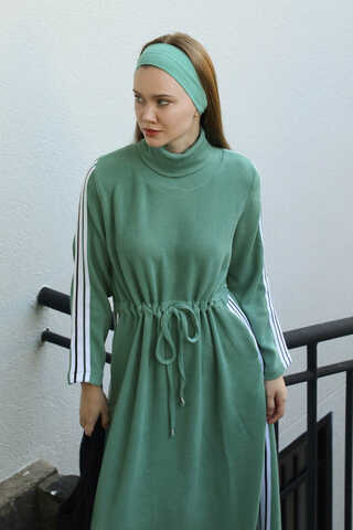 Boğazlı Triko Elbise Mint - 3