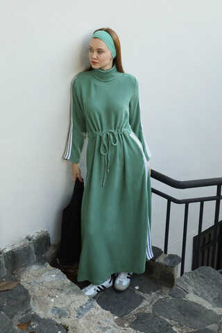 Boğazlı Triko Elbise Mint - 4