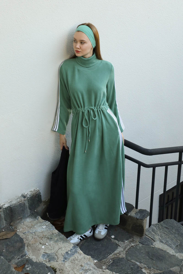 Boğazlı Triko Elbise Mint - 4