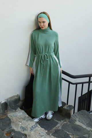 Boğazlı Triko Elbise Mint - 5