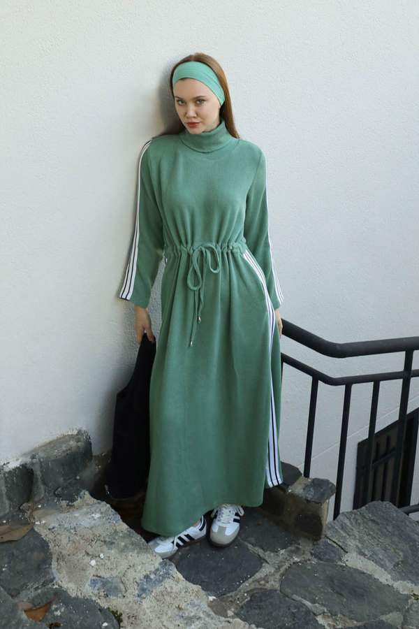 Boğazlı Triko Elbise Mint - 5