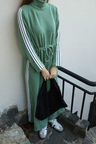 Boğazlı Triko Elbise Mint - 7