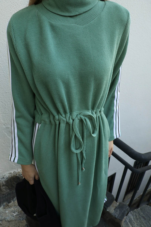 Boğazlı Triko Elbise Mint - 8