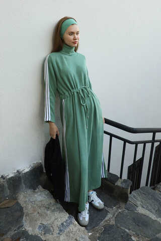 Boğazlı Triko Elbise Mint - 9