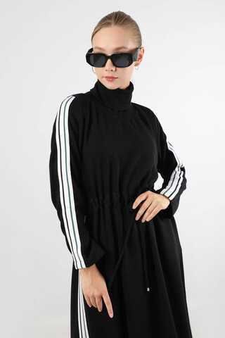 Boğazlı Triko Elbise Siyah - 2