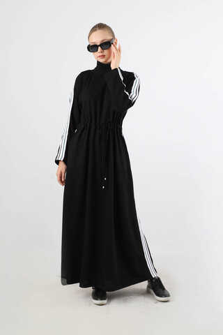 Boğazlı Triko Elbise Siyah - 3