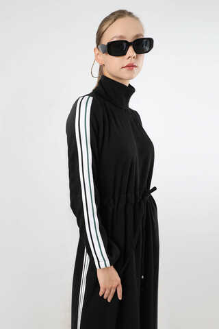 Boğazlı Triko Elbise Siyah - 4