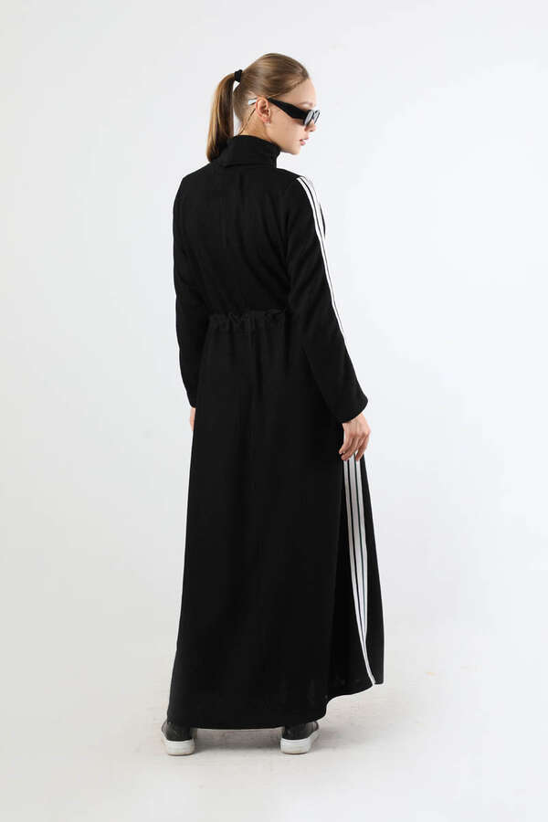 Boğazlı Triko Elbise Siyah - 6