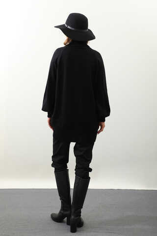 Boğazlı Tunik Kazak Siyah - 9