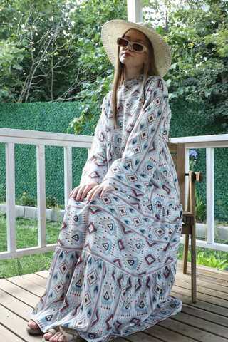 Bohem Desen Elbise Bebe Mavisi - 3