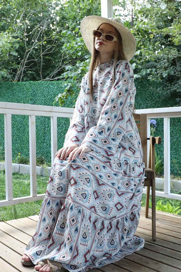 Bohem Desen Elbise Bebe Mavisi - 3